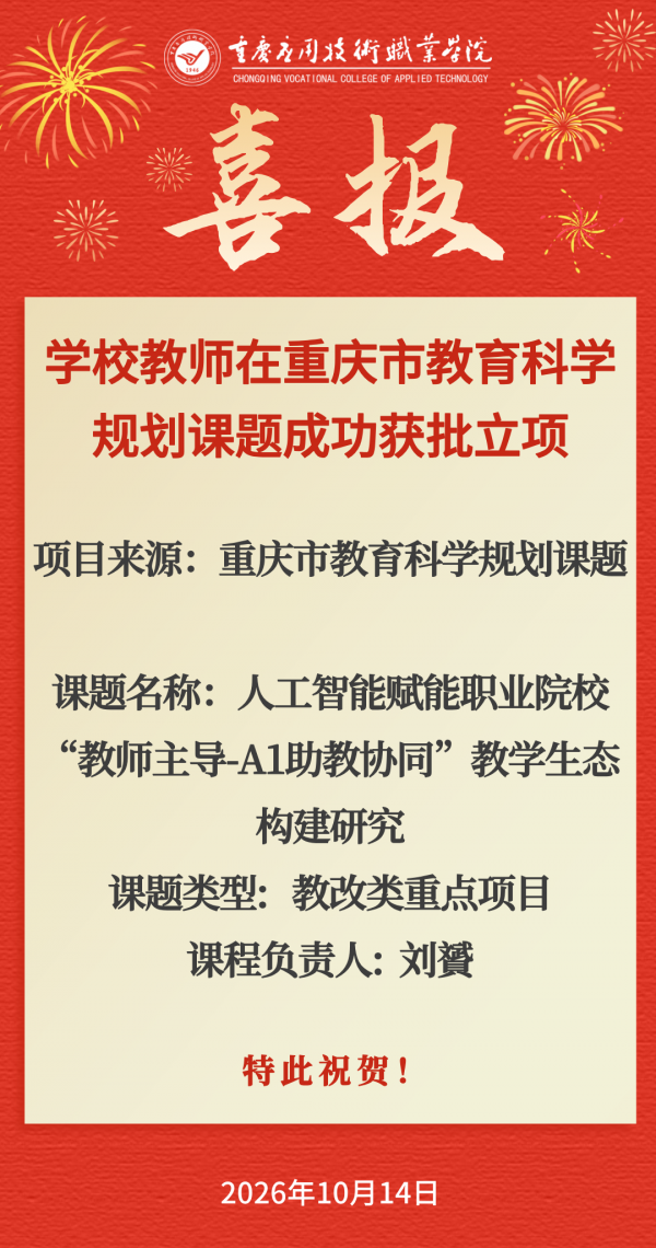 【喜报】学校教师在重庆市教育科学规划课题成功获批立项